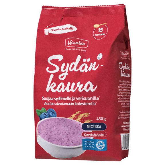 Hirvelän Sydänkaura Mustikka 450 g
