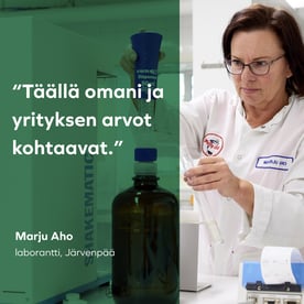 Marju on viihtynyt myllyn laboratoriossa kohta 34 vuotta