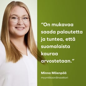 Minna koordinoi kauraa Vaasasta maailmalle