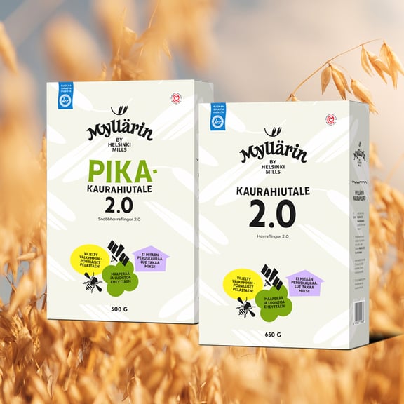 Pakkaukset: Pikakaurahiutale 2.0 ja Kaurahiutale 2.0