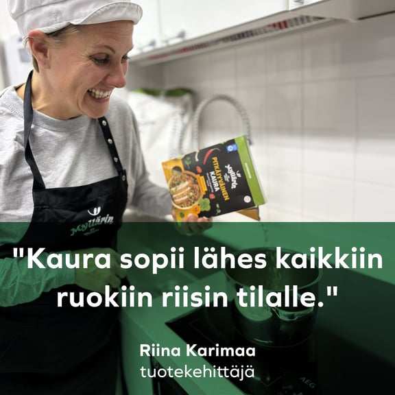Riina Karimaa: "Kaura sopii lähes kaikkiin ruokiin riisin tilalle."